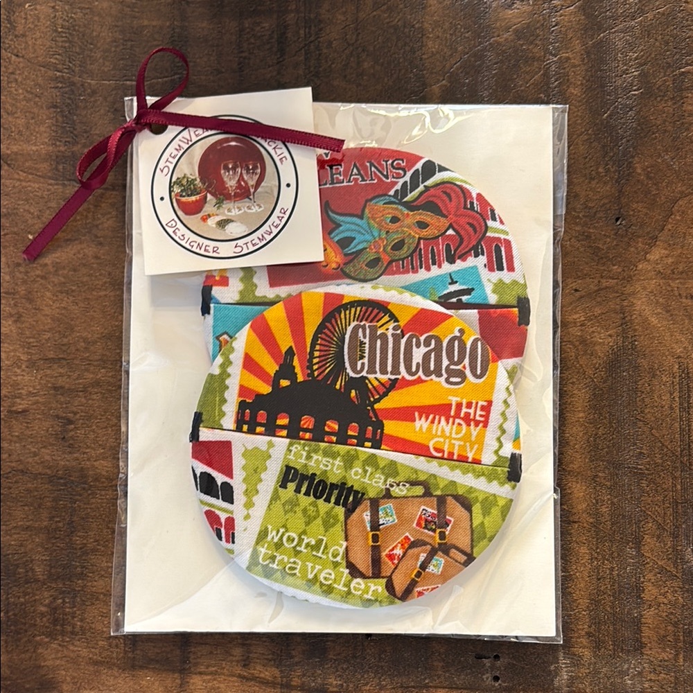 NWT Colorful Travel-Themed Coasters